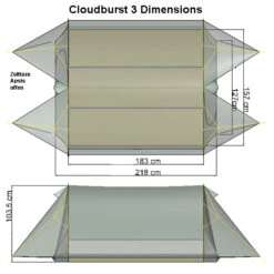 Tarptent Cloudburst 3 13 Tarptent Cloudburst 3 -Sackundpack Laden cb3 dimensions